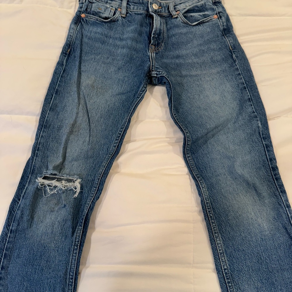 Free People Distressed Blue Skinny Jeans